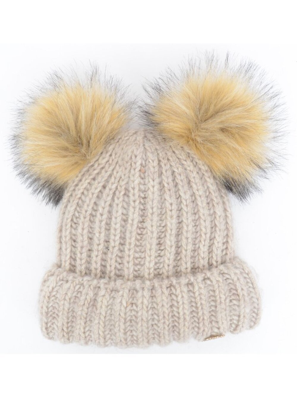 Braxton Alpalca Wool 2 Pom Ear Cable Knit Beanie Winter Warm Fleece Snow Cap
